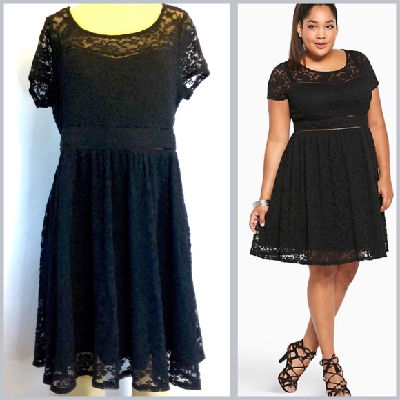 torrid Dresses & Skirts - Torrid Lace Scoop Skater Dress Black 14